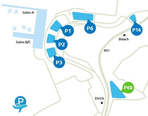 Parken Flughafen Zürich P60